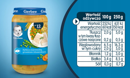 GERBER Rybka z march . groszkiem. i klusecz 250g. x 6 sztuk