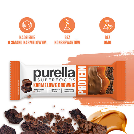 Baton Proteinowy Protein Bar Karmelowe Brownie 11g białka Purella 45g